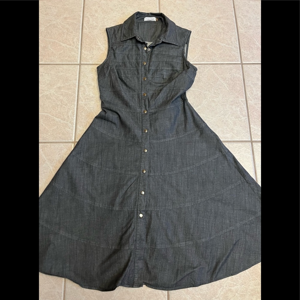 Calvin Klein Black Denim Fit and Flare Shirtdress size 4